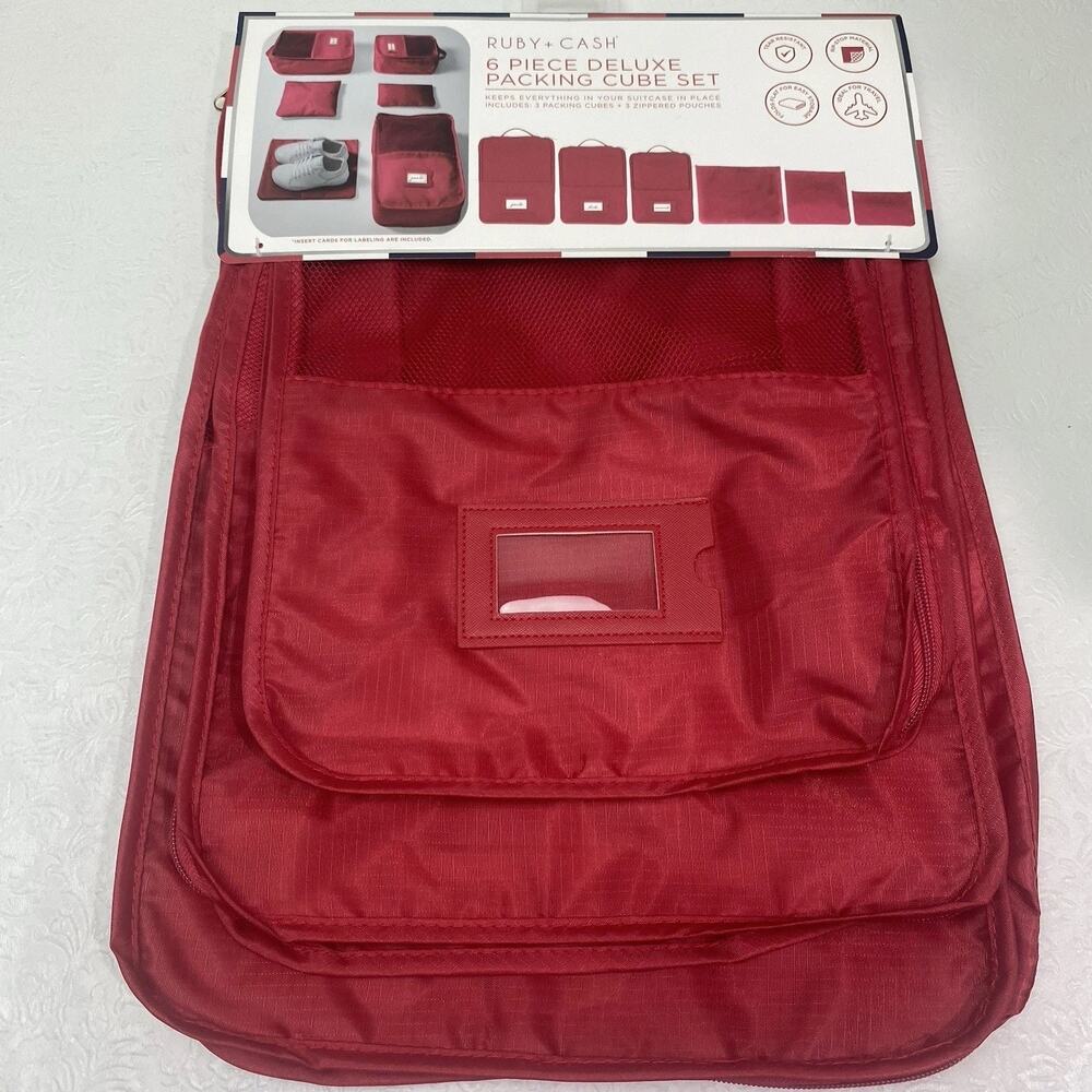 RUBY + CASH “Deluxe” 6 Piece Packing Cube Set Travel Bags Vacation Cruise Resort